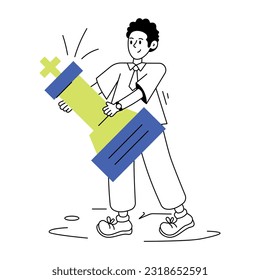 Character based line illustration of manager strategy 