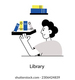 Character based sketchy illustration of library 