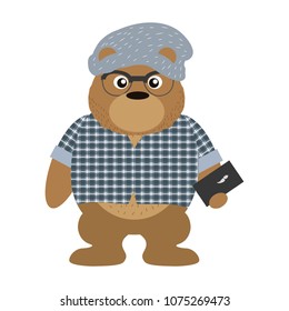 character bear animal with shirt and hat