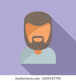 Character beard icon flat vector. Mature man. Style portrait male