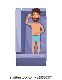character beard man sleep relax in sofa