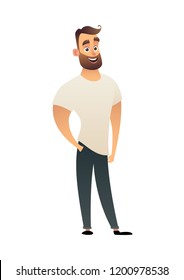 Character bearded man vector illustration in cartoon style on white background