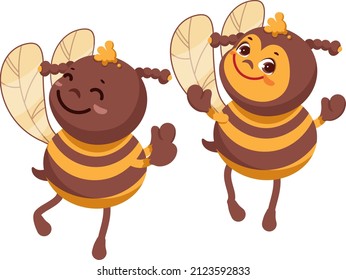 Das Zeichen ist eine Biene.  Kinderillustration. Vektorgrafik. Postkarte. Hintergrund. Drucken.  Cute Cartoon Stil.