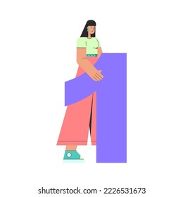 Character with a big number. Vector set in a flat style