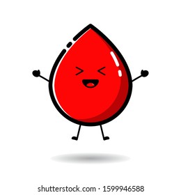 Character blood drops are jumping, with a flat design style