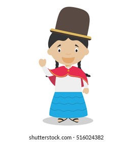 Character from Bolivia dressed in the traditional way Vector Illustration. Kids of the World Collection.