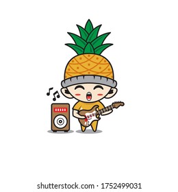 Character boy with costume pineapple fruit