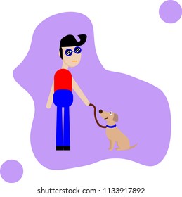 character boy with dog