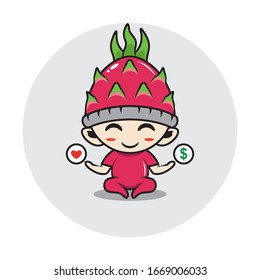 Character boy in a dragon fruit costume