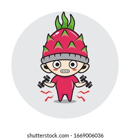 Character boy in a dragon fruit costume