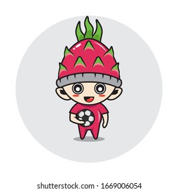 Character boy in a dragon fruit costume