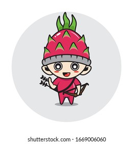 Character boy in a dragon fruit costume