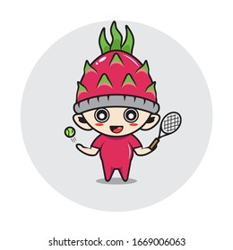 Character boy in a dragon fruit costume