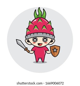 Character boy in a dragon fruit costume