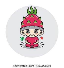 Character boy in a dragon fruit costume