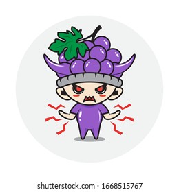 Character boy in a grape fruit costume