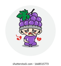 Character boy in a grape fruit costume