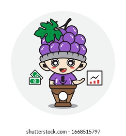 Character boy in a grape fruit costume