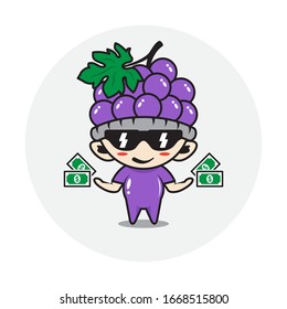 Character boy in a grape fruit costume