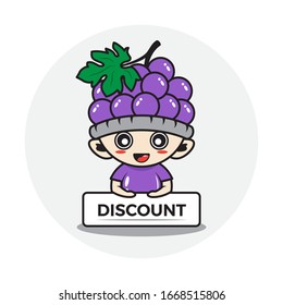 Character boy in a grape fruit costume