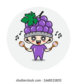 Character boy in a grape fruit costume