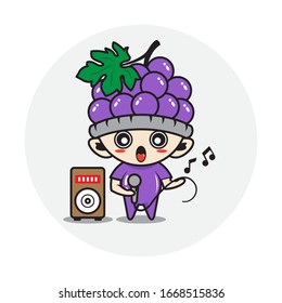 Character boy in a grape fruit costume