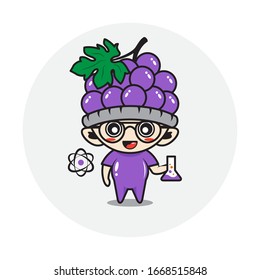 Character boy in a grape fruit costume