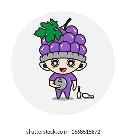 Character boy in a grape fruit costume