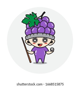 Character boy in a grape fruit costume