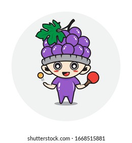 Character boy in a grape fruit costume