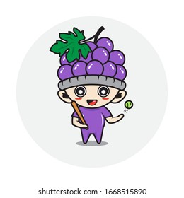 Character boy in a grape fruit costume