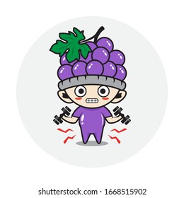 Character boy in a grape fruit costume