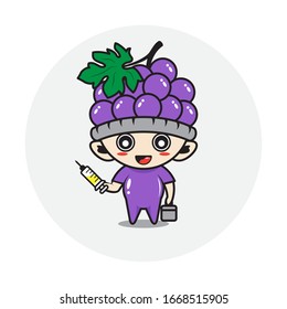 Character boy in a grape fruit costume