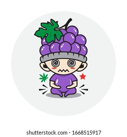 Character boy in a grape fruit costume