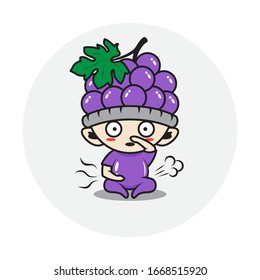 Character boy in a grape fruit costume