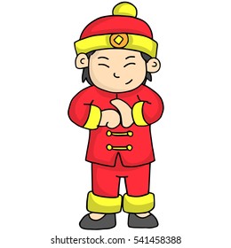 Character Of Boy Greeting Chinese New Year