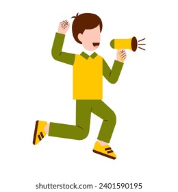 Character Of Boy Holding Megaphone 