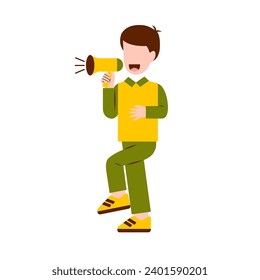 Character Of Boy Holding Megaphone 
