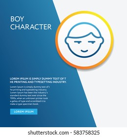 Character Boy Icon. Graphic Flat Isolated on Info Board Background