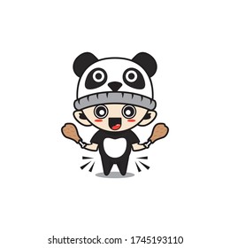 Character boy with panda costume