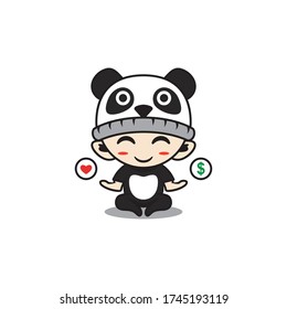 Character boy with panda costume