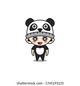 Character boy with panda costume