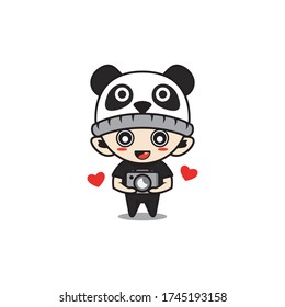 Character boy with panda costume