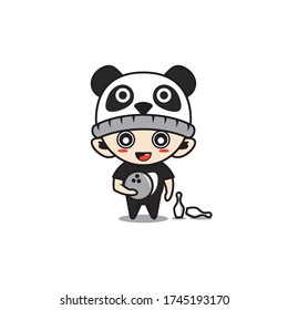 Character boy with panda costume