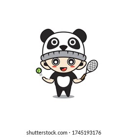 Character boy with panda costume
