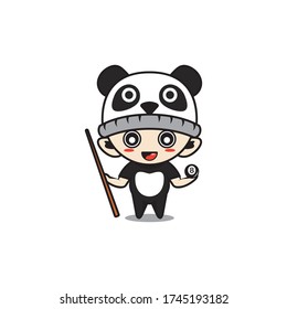 Character boy with panda costume