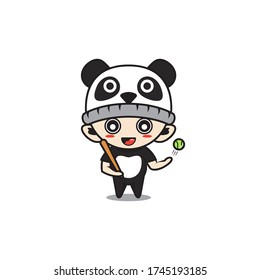 Character boy with panda costume