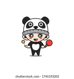 Character boy with panda costume