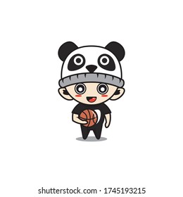 Character boy with panda costume