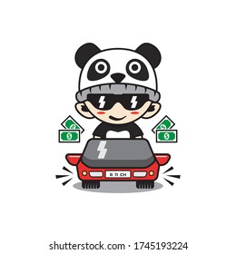 Character boy with panda costume